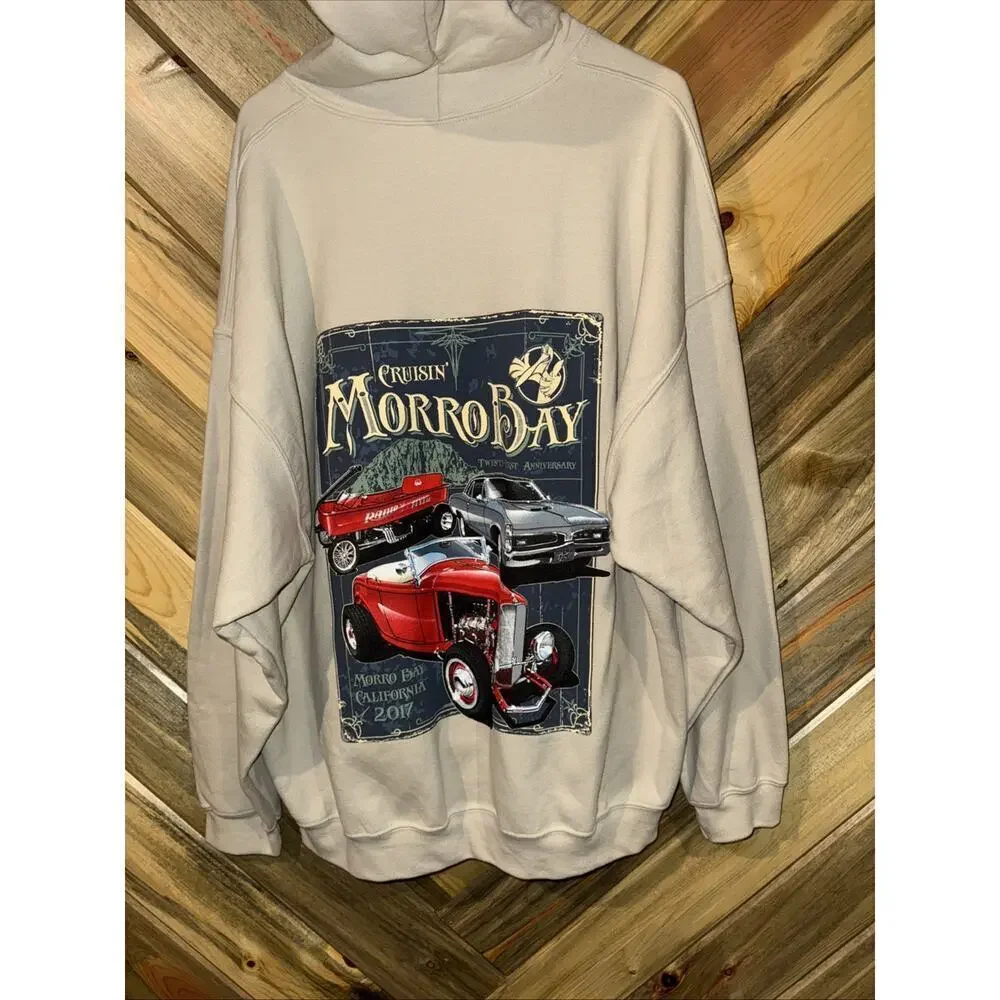Morro Bay hoodie sweater men's XL Cruisin Morro Bay Beige Pull-Over